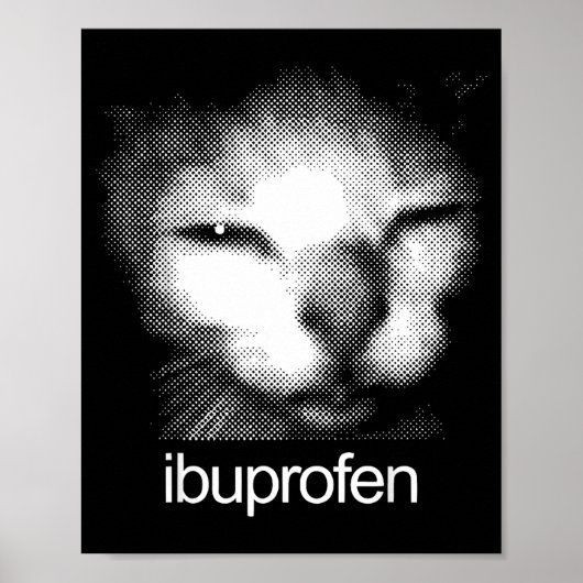 Poster Mème de chat drôle ibuprofène Rétro visage de chat (Devant)