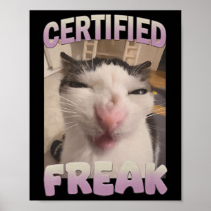 Poster Mème de chat Freak Certifié Mèmes Offensifs Funn