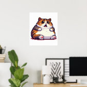 Poster Mème de chat gras orange choqué pixel art (Bureau à domicile)