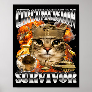 Poster Mème de chat survivant de circoncision Bootleg Drô