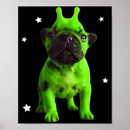 Poster Mème de chien extraterrestre Rétro Chien idiot Esp (Devant)