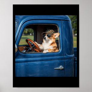Poster Mème de Corgi drôle Chien humoristique conduisant