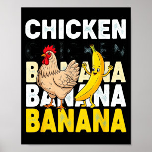 Poster Mème de danse de poulet banane drôle pour enfants