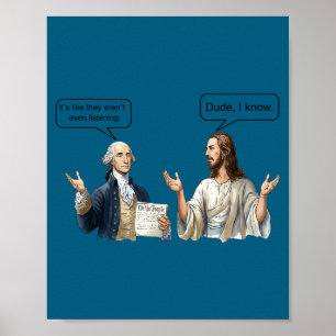 Poster Mème de discussion entre George Washington et Jésu