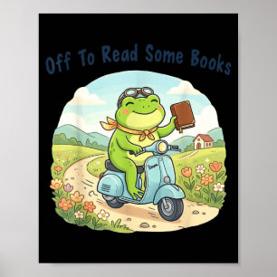 Poster Mème de grenouille drôle parti lire des livres ama