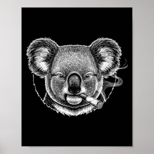 Poster Mème de koala qui fume drôle Design de fumeur vint