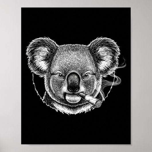 Poster Mème de koala qui fume drôle Design de fumeur vint (Devant)