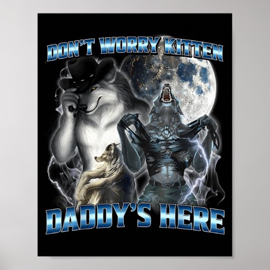 Poster Mème de loup alpha drôle et cool Ne t'inquiète pas (Devant)