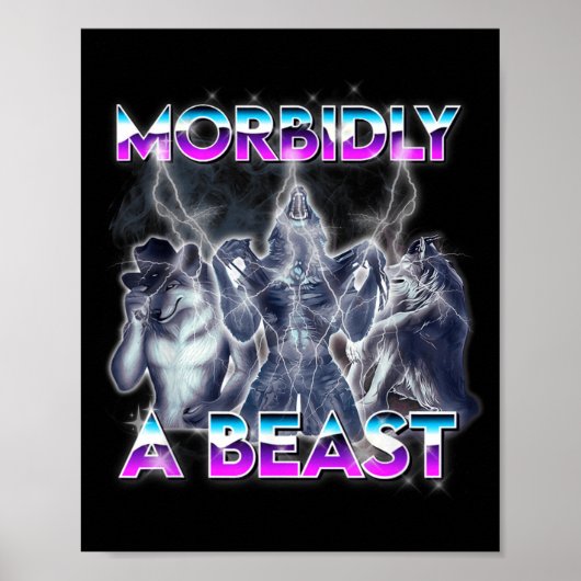 Poster Mème de loup alpha drôle morbide une bête (Devant)
