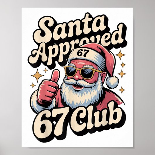 Poster Mème de Noël drôle 67 - Rétro Santa approuvé 67 (Devant)