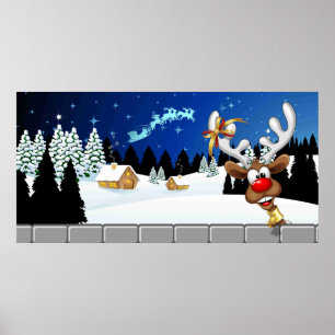 Poster Mème de Noël drôle de renne qui regarde par-dessus