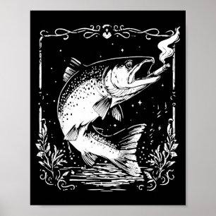 Poster Mème de poisson fumé style vintage poisson drôle b