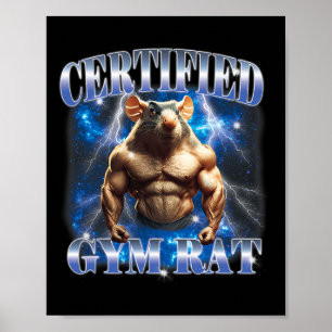 Poster Mème de rat de gym certifié Fitness Bodybuilding A