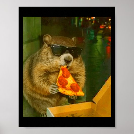 Poster Mème de rongeur de marmotte fouine mangeant de la (Devant)