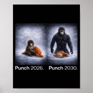 Poster Mème de singe mignon punch design d'animal drôle