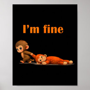 Poster Mème de singe qui frappe en câlinant une peluche