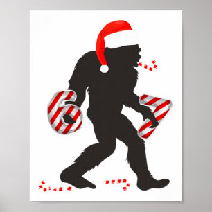 Poster Mème drôle 67 avec Bigfoot et cannes de bonbon Noë