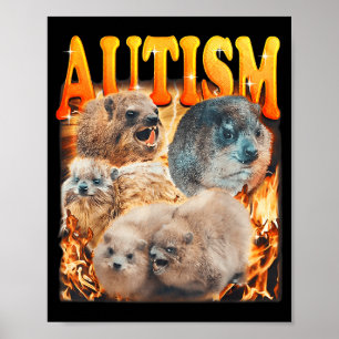 Poster Mème drôle de marmottes autiste Autisme A