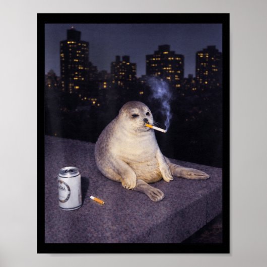 Poster Mème drôle de phoque qui fume (Devant)
