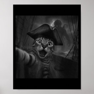 Poster Mème drôle d'horreur cosmique de selfie de chat av