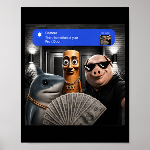 Poster Mème drôle Tung Tung Tung Sahur Cochon Homme Mème