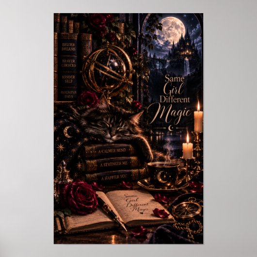Poster Même Fille Magie Différente | Chat Noir Gothique (Devant)