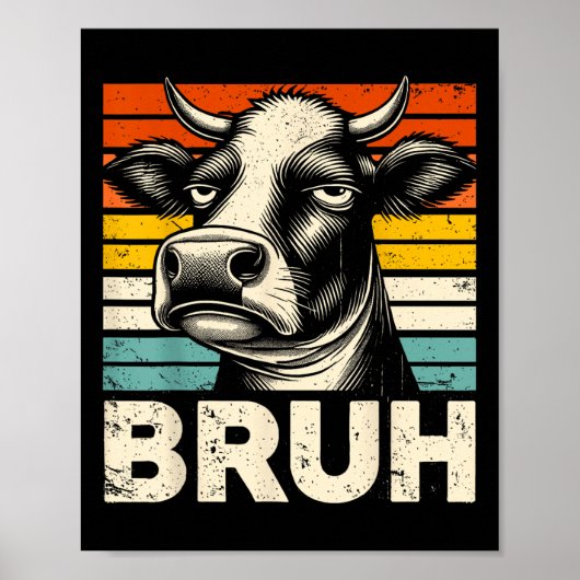 Poster Mème Graphique Drôle Vache Bruh Pour Garçons Fille (Devant)