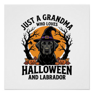 Poster Mémé Halloween Labrador Drôle Vintage_1