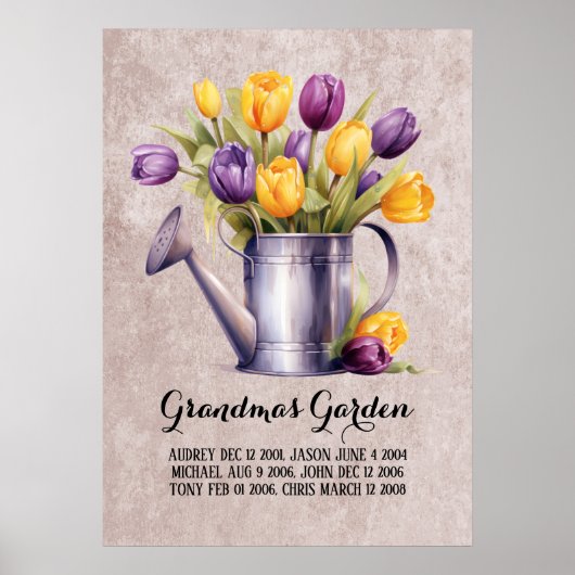 Poster Mémé jardin affectueux petits-enfants (Devant)