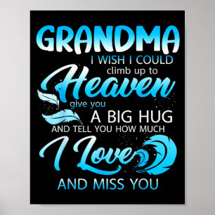 Poster Mémé je t'aime tu me manques au ciel donne un gros