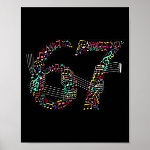 Poster Mème musical drôle 6 7 pour musiciens 67 professeu