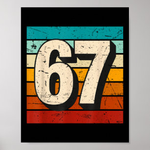 Poster Mème Rétro 67 Vintage Numéro Six Sept Drôle 6 7 M