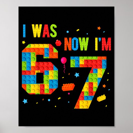 Poster Meme Six Seven Garçons Construction Anniversaire J (Devant)
