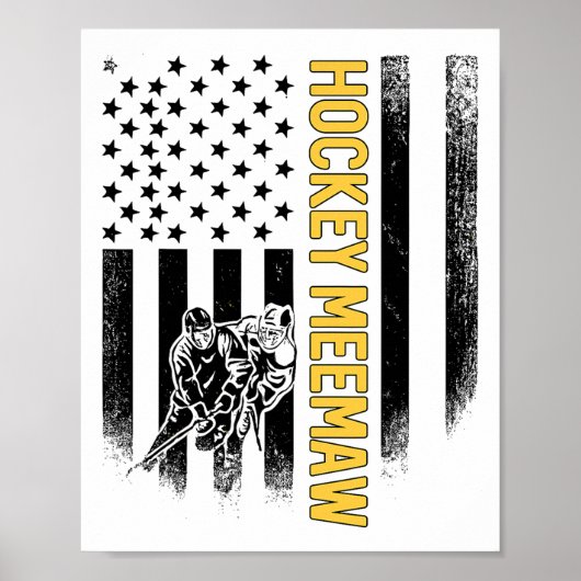 Poster Mémée de hockey Joueuse de hockey au drapeau améri (Devant)