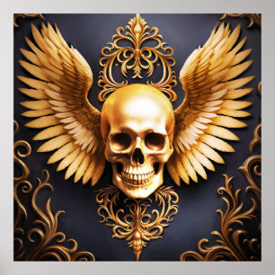 Poster Memento Mori Golden Gothic Skull Sigil