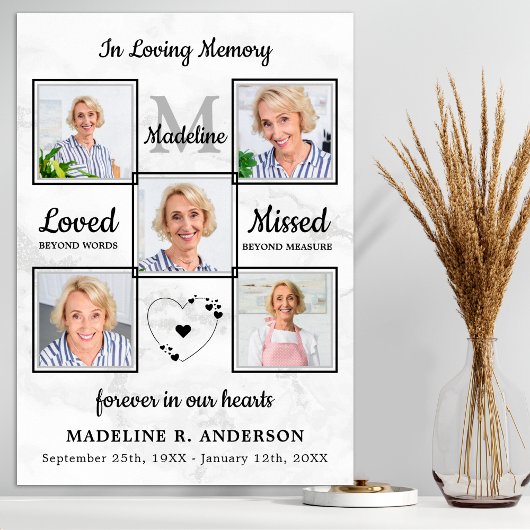 Poster Mémoire Affectueuse Collage Photo Mémorial Funérai
