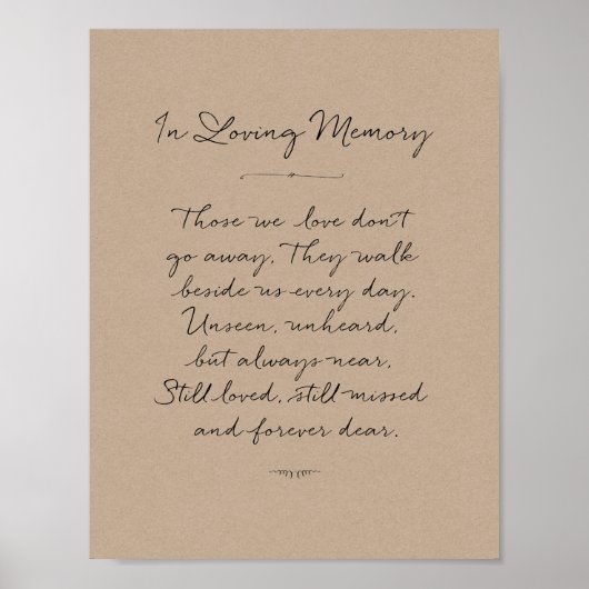 Poster mémoire affectueuse mémorial, funérailles, Rustiqu (Devant)