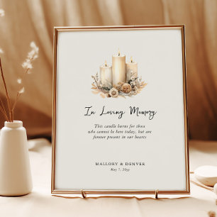 Poster Mémoire d'amour bougie florale Mariage souvenir
