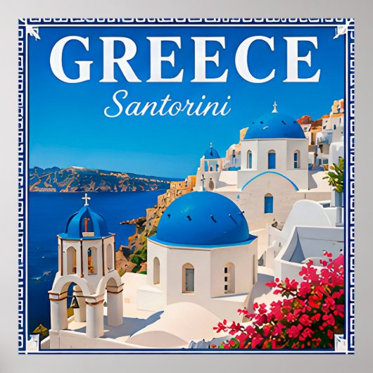 Poster 💙 Mémoire de vacances à Santorin Grèce (Devant)