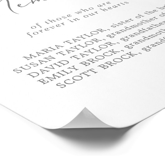 Poster Mémoire Mariage d'amour argenté délicate (Coin)