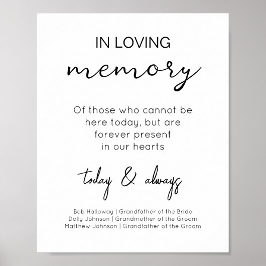 Poster Mémoire Mariage moderne en mémoire amoureuse (Devant)