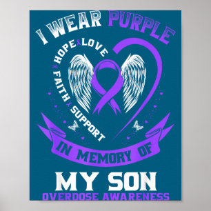 Poster Mémoire violette mon fils ruban de sensibilisation