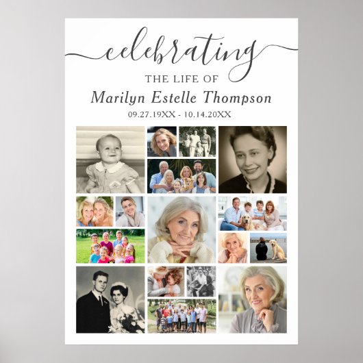Poster Mémorial 17 Script de Collage de Photos Célébrant (Devant)