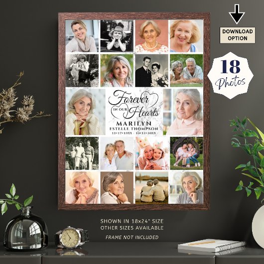 Poster Mémorial 18 Photo Collage Forever dans nos coeurs