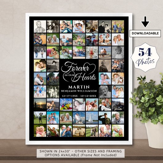 Poster Mémorial 54 Collage de photos À JAMAIS DANS NOS CŒ