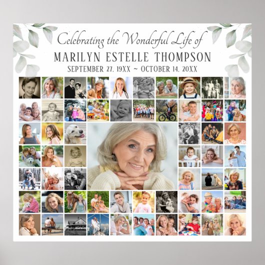 Poster Mémorial 59 Photo Collage Célébration de la vie (Devant)