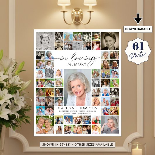 Poster Mémorial 61 Collage de photos En souvenir affectue