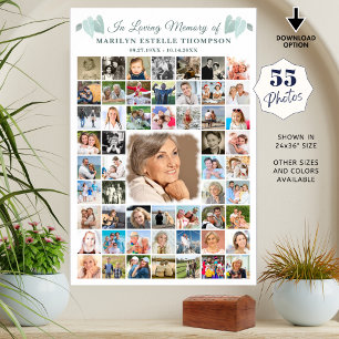 Poster Mémorial Botanique Coeur Feuilles 55 Collage Photo