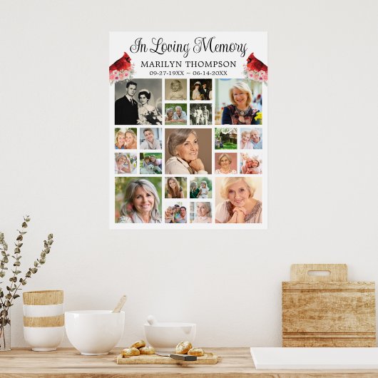 Poster Mémorial Cardinal Fleurs 21 Collage Photo (Cuisine)