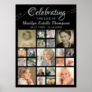Poster Mémorial CÉLÉBRANT LA VIE DE 21 Photo Noir